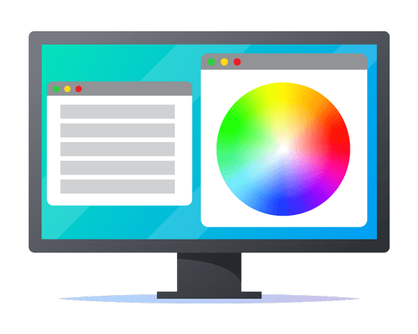 illustration of computer screen displaying colour wheel