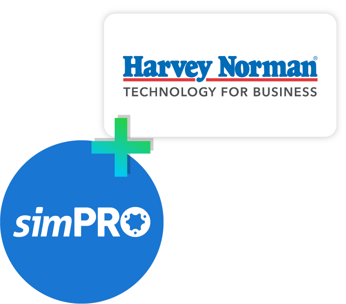 Simpro and Harvey Norman logo composition