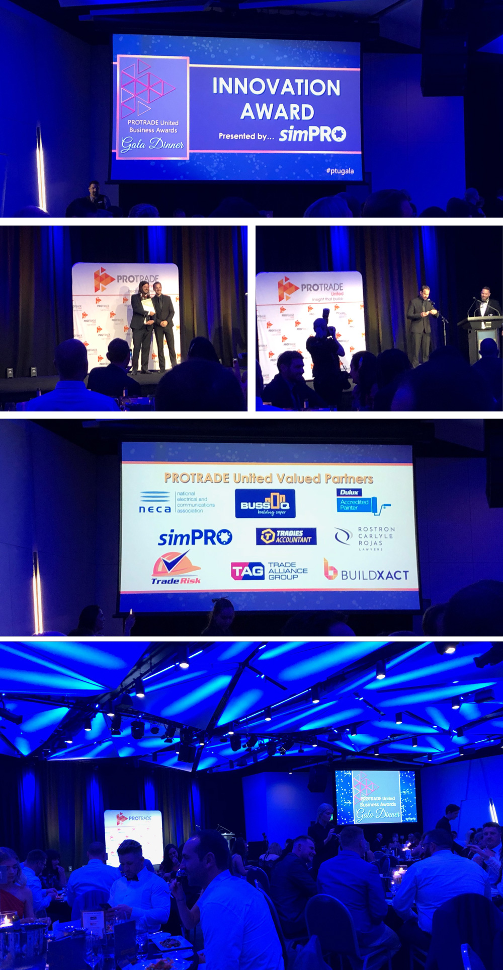 Collage of images from the Protrade United Awards Gala