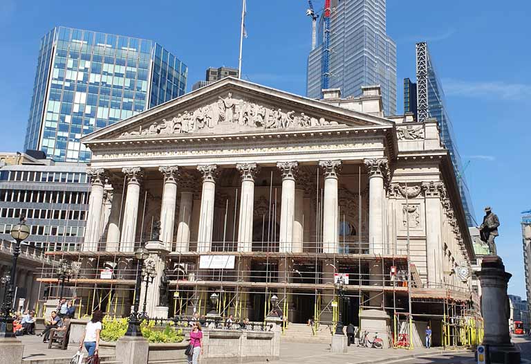 Royal Exchange surrounded by scaffolding